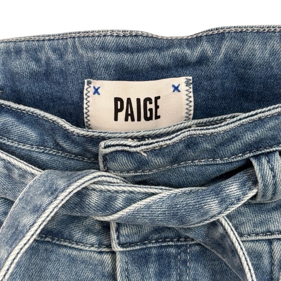 PAIGE Wide Leg Frankie Inset Belted Cropped Blue Bristol Jeans Women’s size 25 - Picture 6 of 14